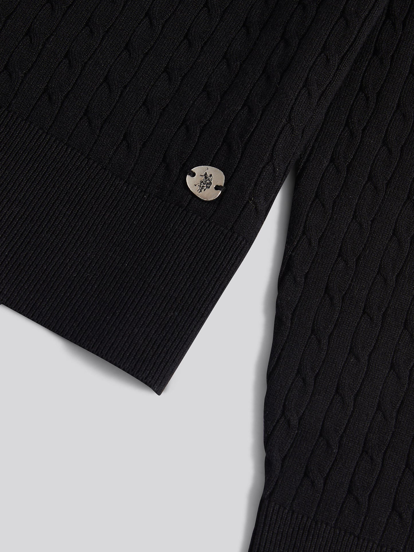 Womens Fine Cable Roll Neck Jumper in Black