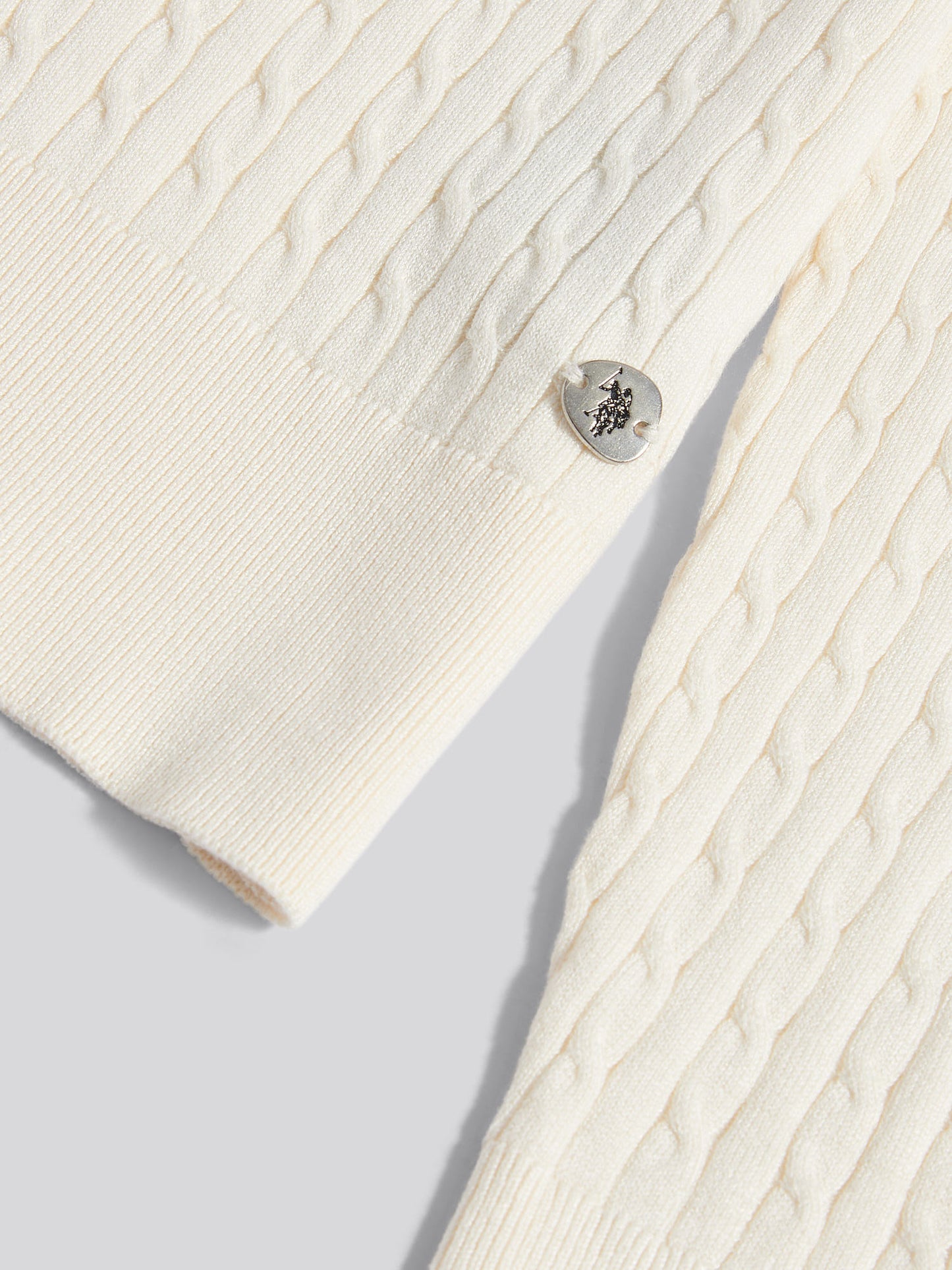 Womens Fine Cable Roll Neck Jumper in Egret