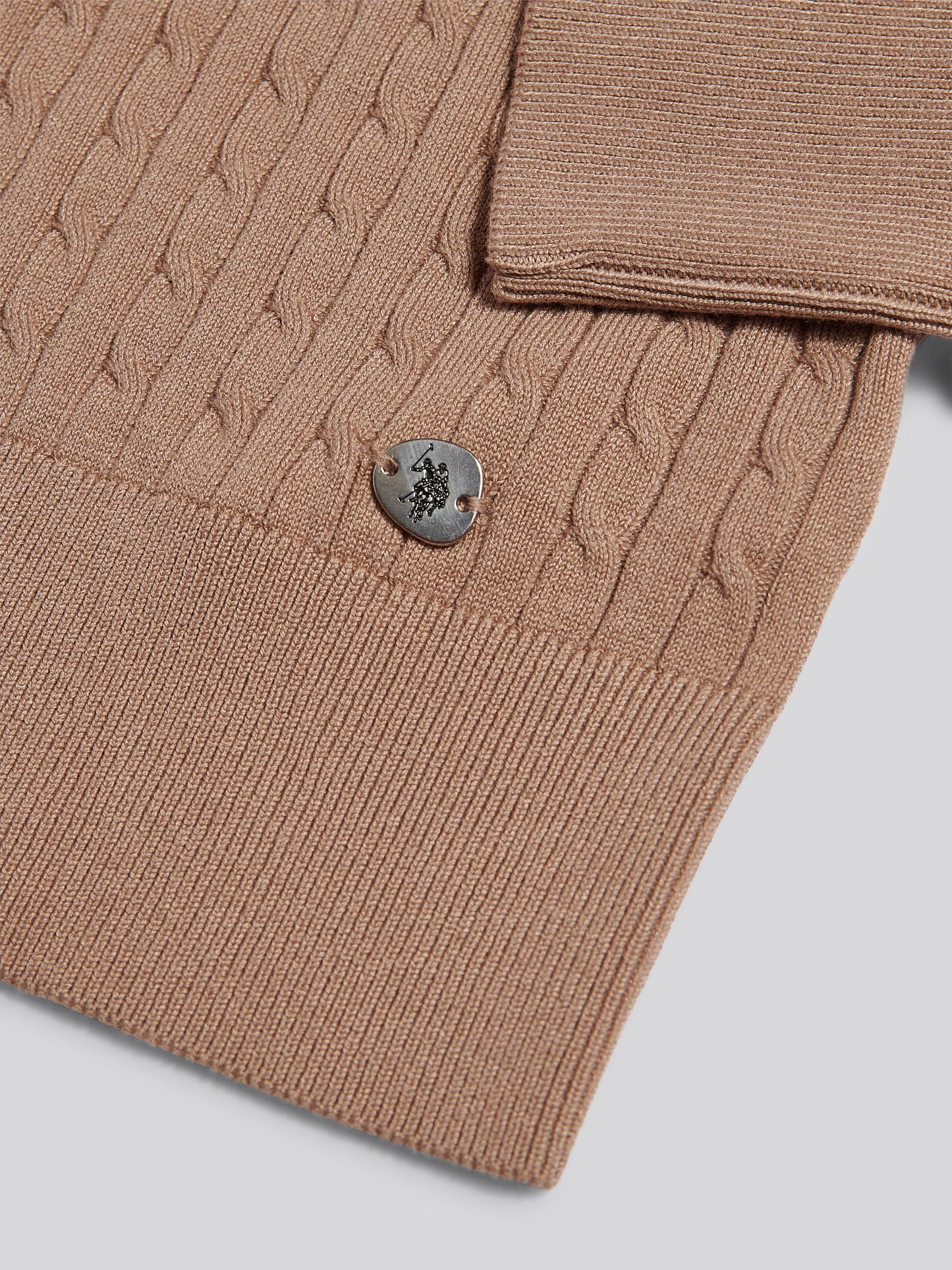 Womens Fine Cable Roll Neck Jumper in Natural