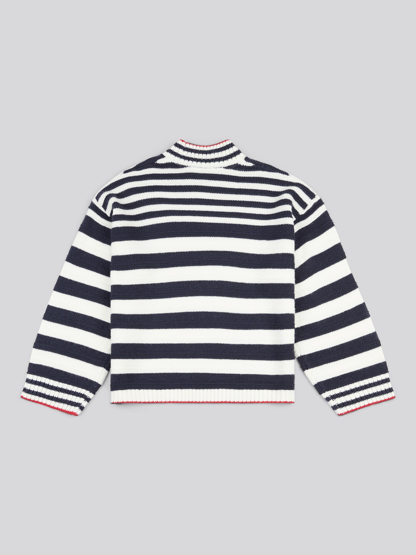 Womens Textured Stripe Mock Neck Jumper in Marshmallow