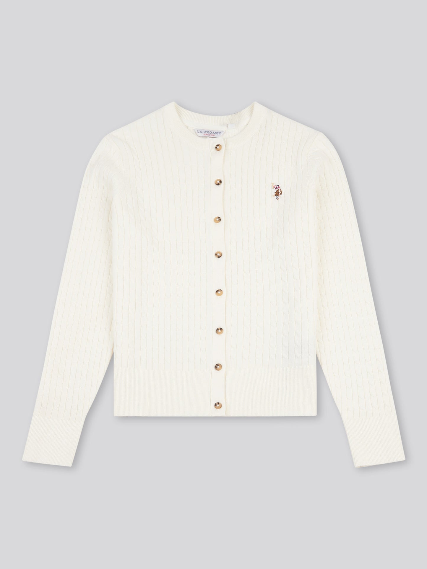 Womens Fine Cable Knit Cardigan in Marshmallow