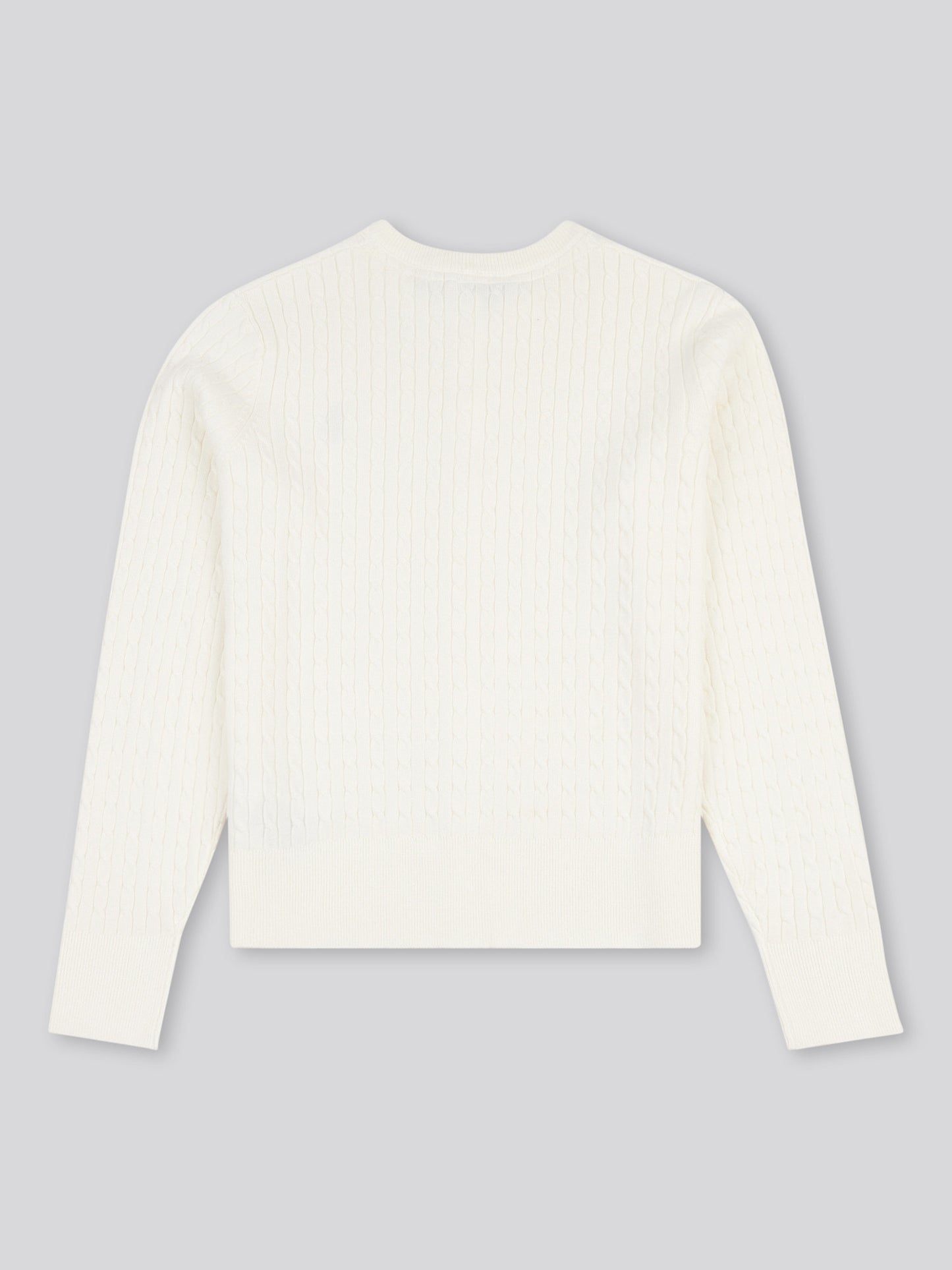 Womens Fine Cable Knit Cardigan in Marshmallow