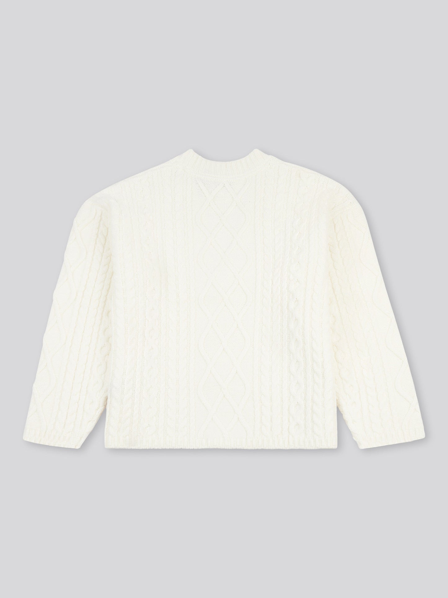 Womens Aran Cable Cardigan in Marshmallow