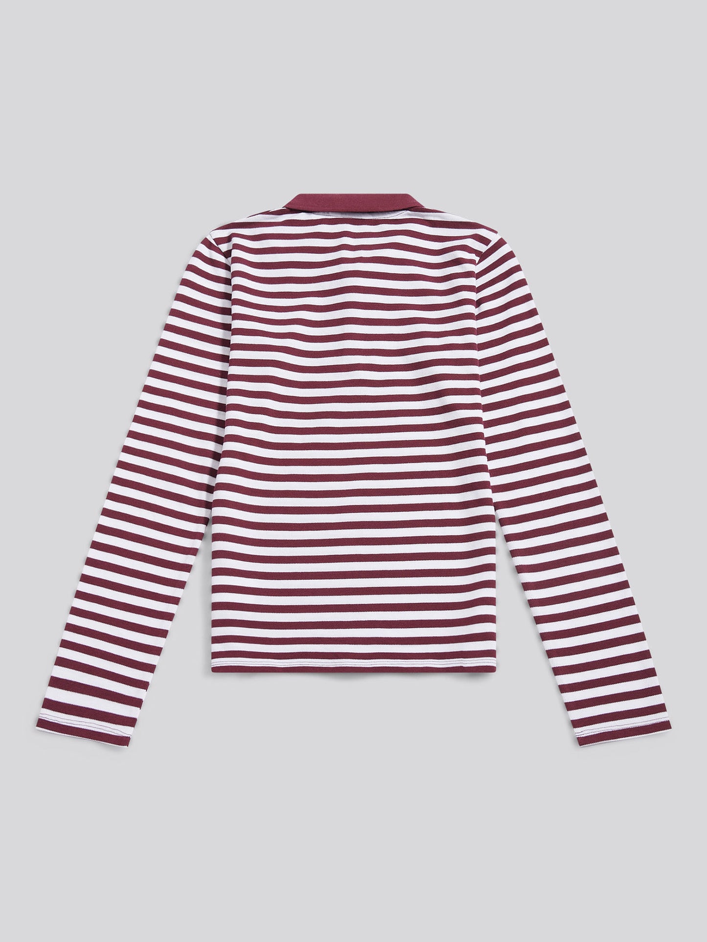 Womens Long Sleeve Stripe Contrast Collar Polo Shirt in Fig