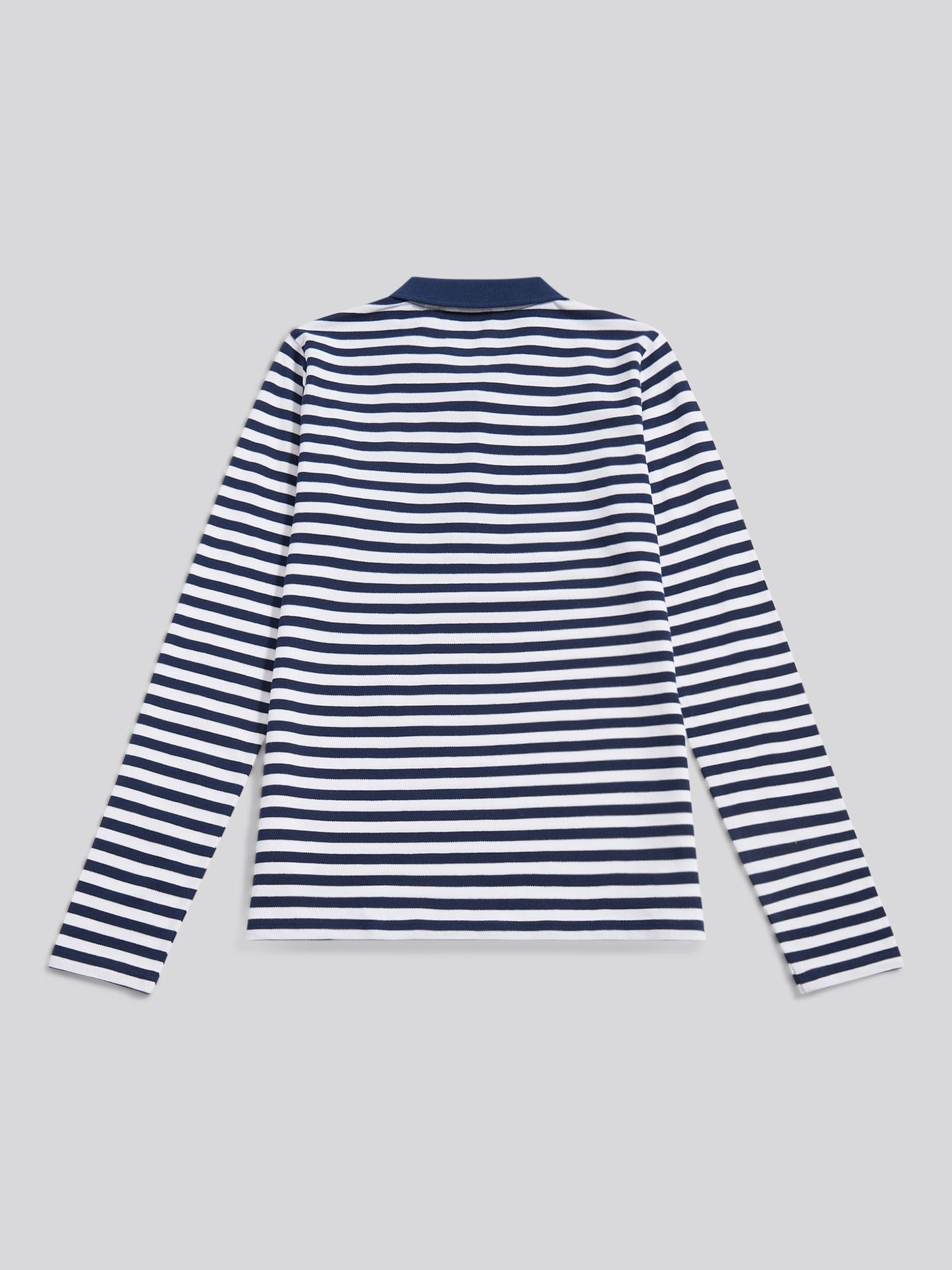 Womens Long Sleeve Stripe Contrast Collar Polo Shirt in Navy Iris