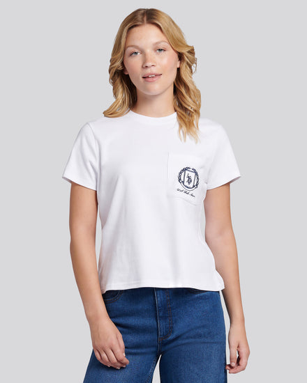 Womens Wreath Graphic T-Shirt in Bright White