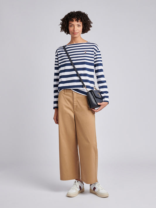 Womens Gradient Stripe Boatneck T-Shirt in Navy Iris