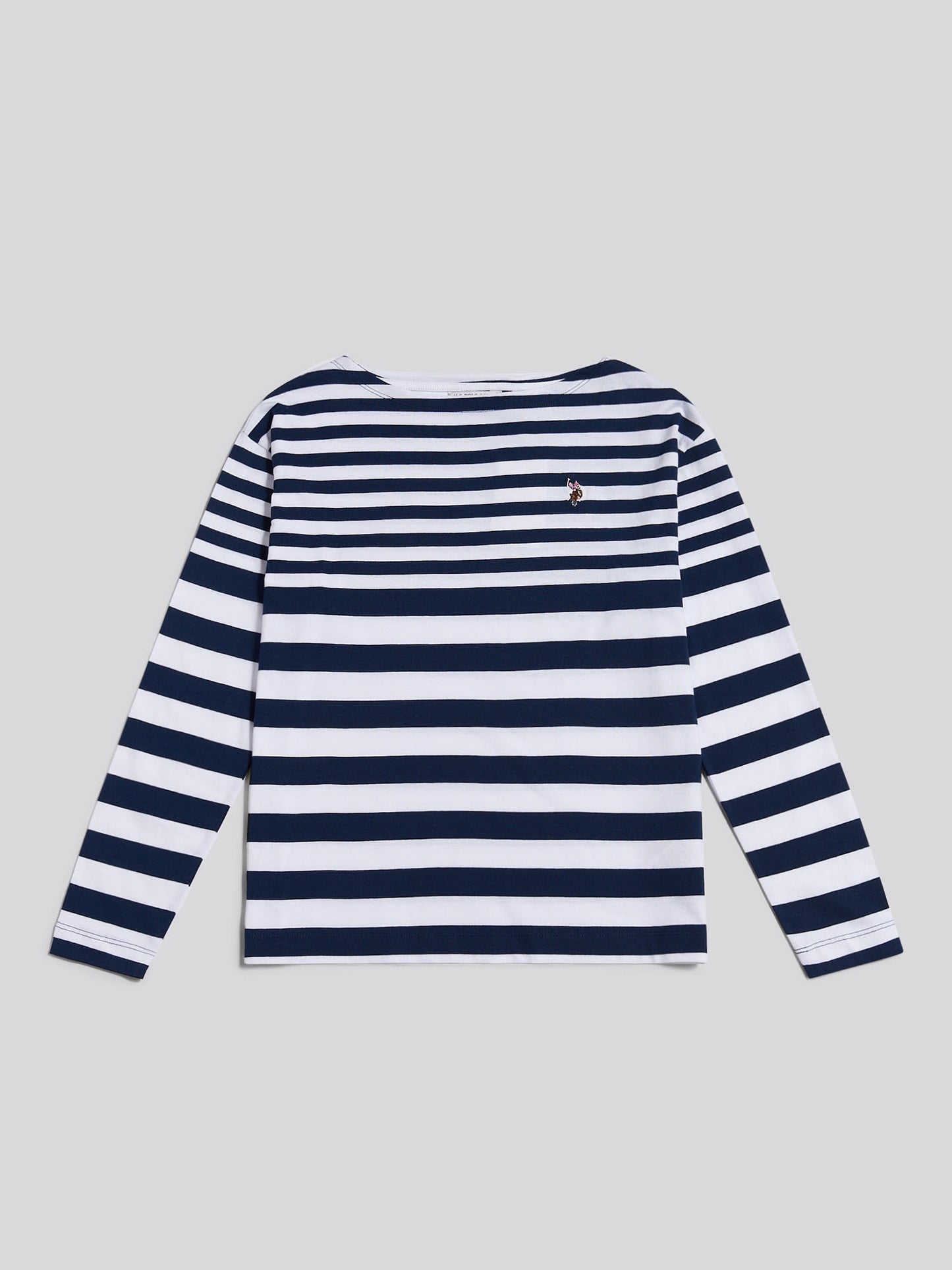 Womens Gradient Stripe Boatneck T-Shirt in Navy Iris