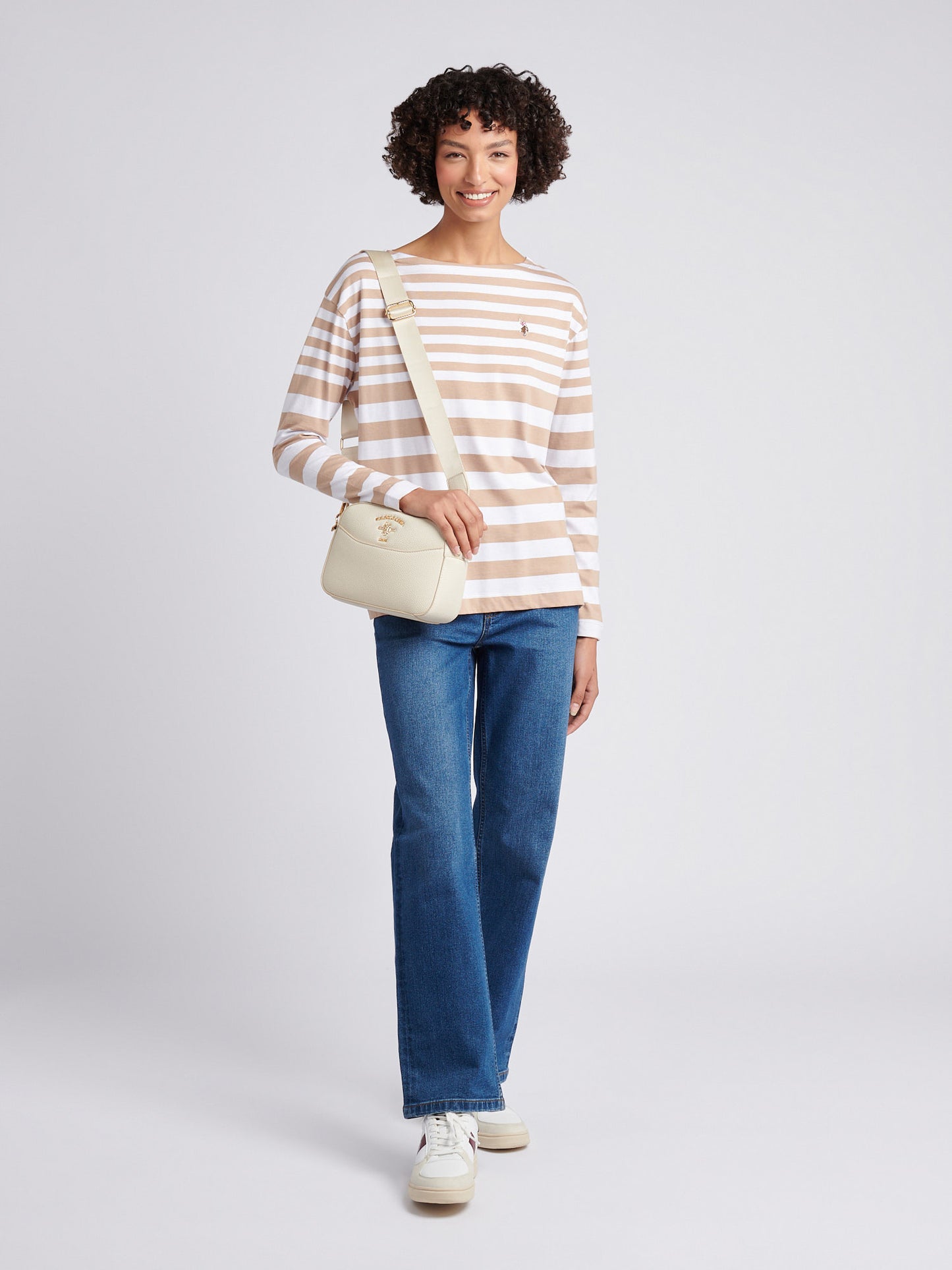 Womens Gradient Stripe Boatneck T-Shirt in Natural