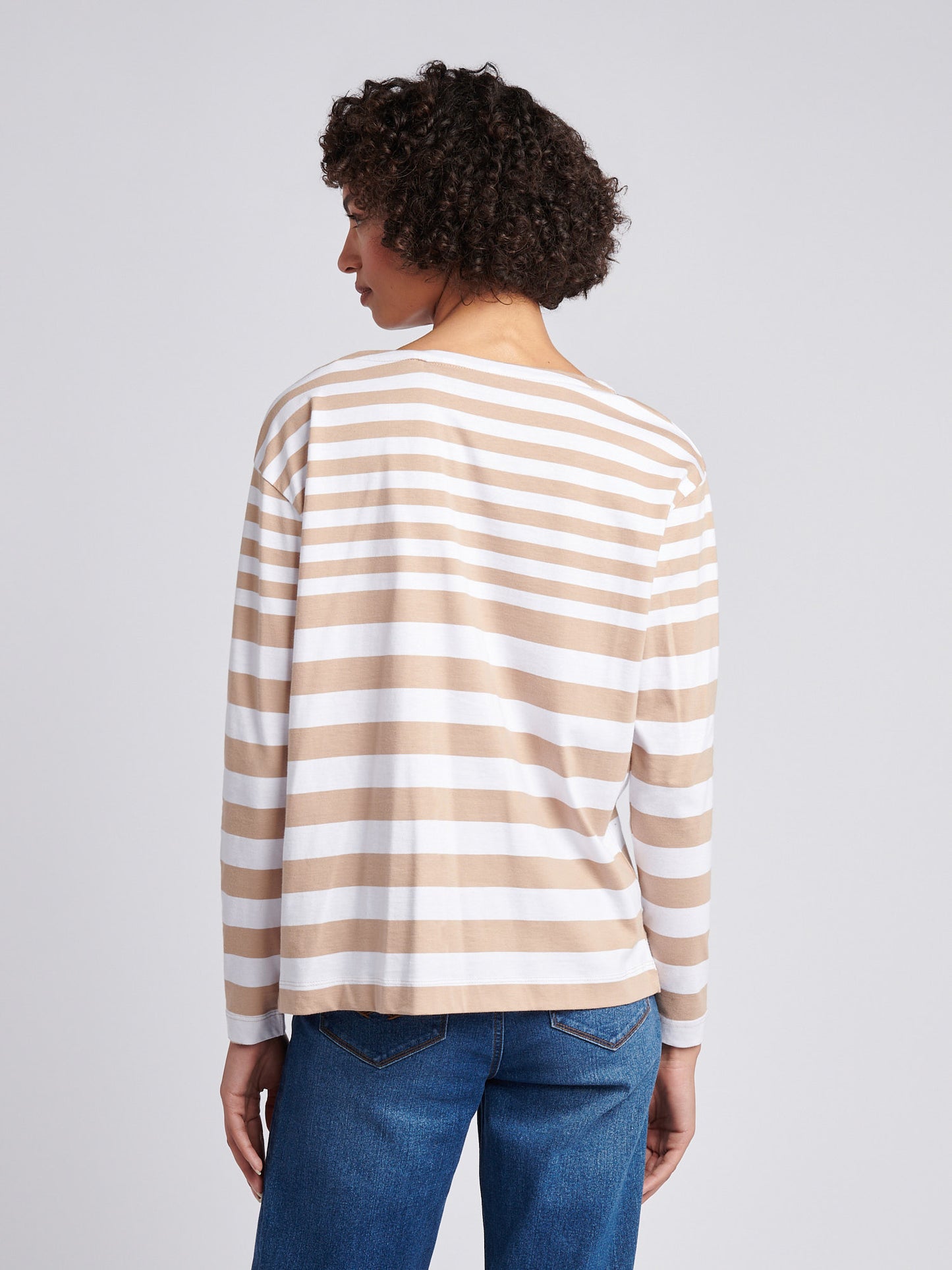 Womens Gradient Stripe Boatneck T-Shirt in Natural