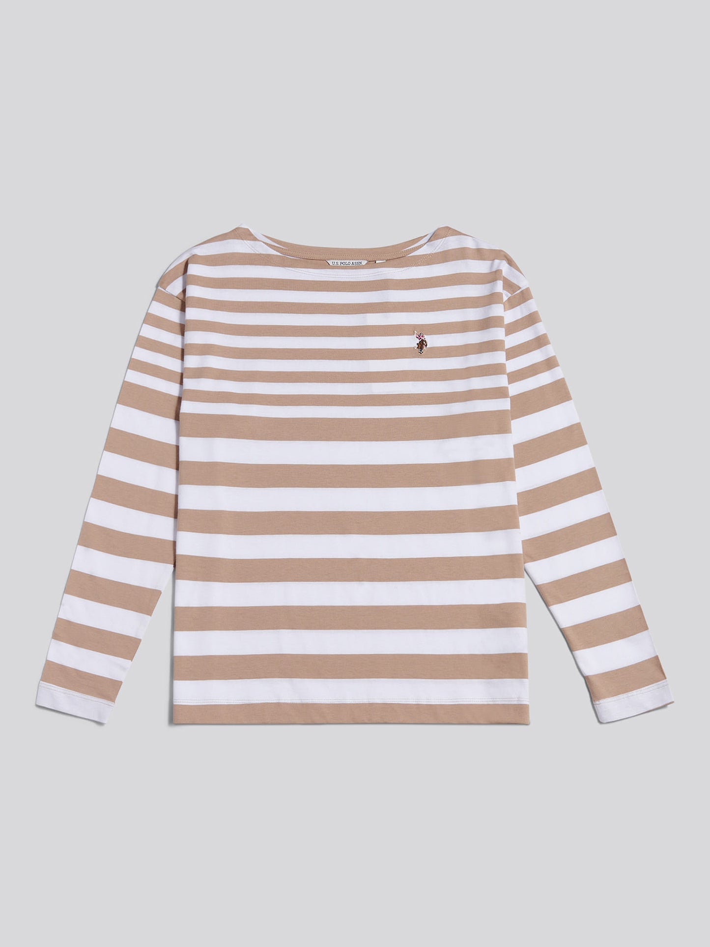 Womens Gradient Stripe Boatneck T-Shirt in Natural