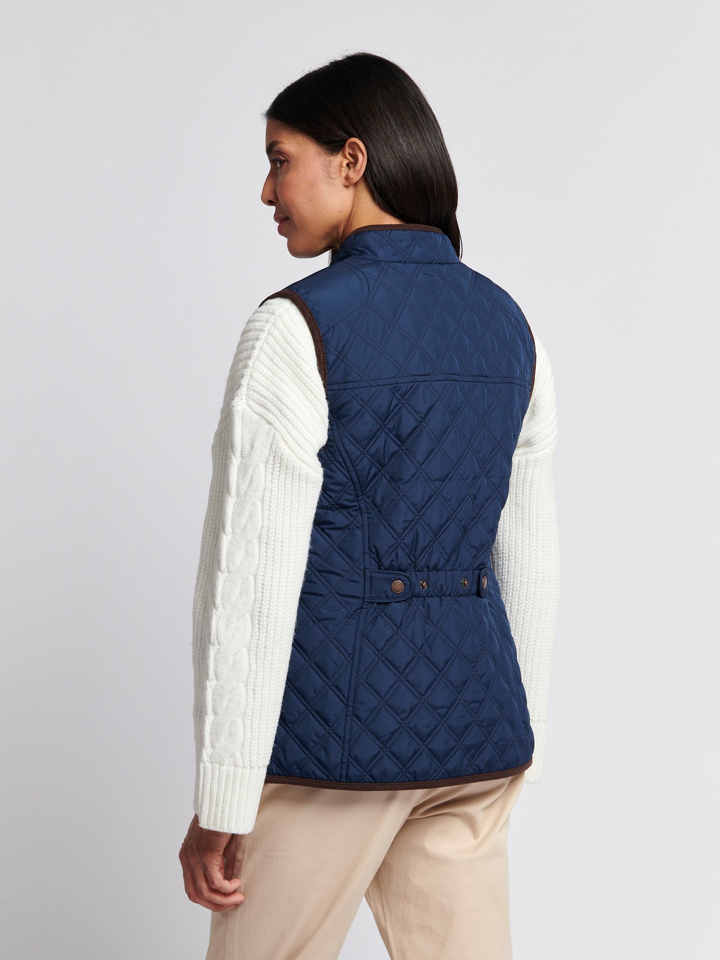 Womens Bound Quilted Hacking Gilet in Navy Iris