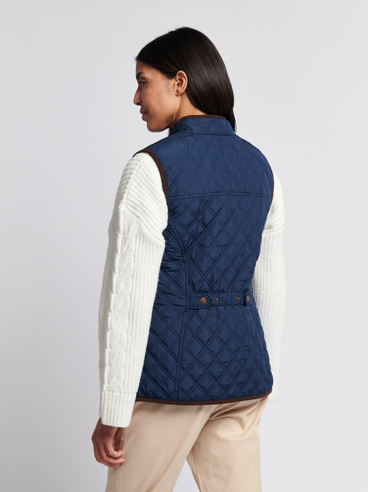 Womens Bound Quilted Hacking Gilet in Navy Iris