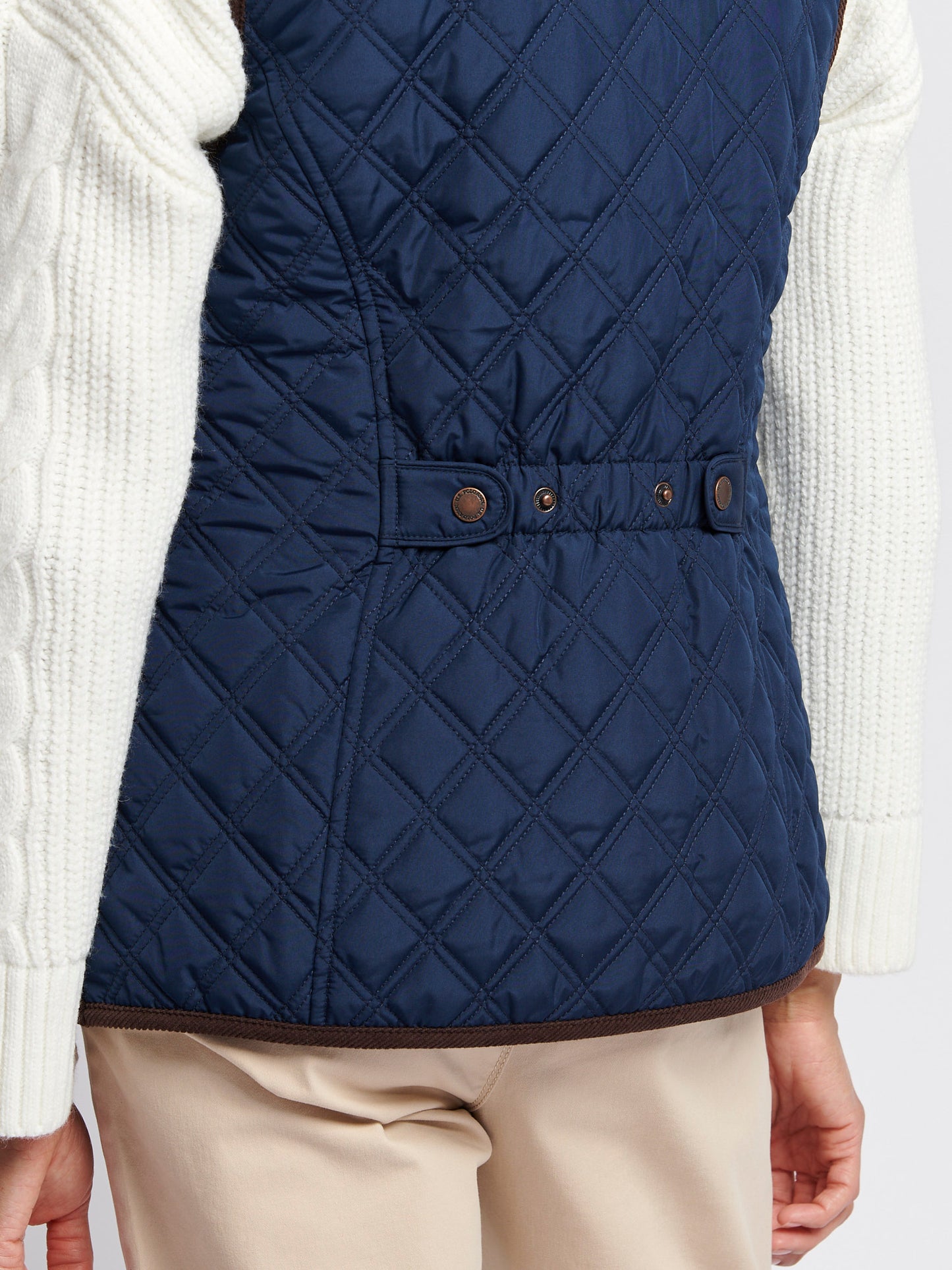 Womens Bound Quilted Hacking Gilet in Navy Iris