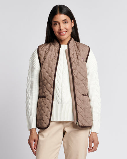 Womens Bound Quilted Hacking Gilet in Leafless Tree