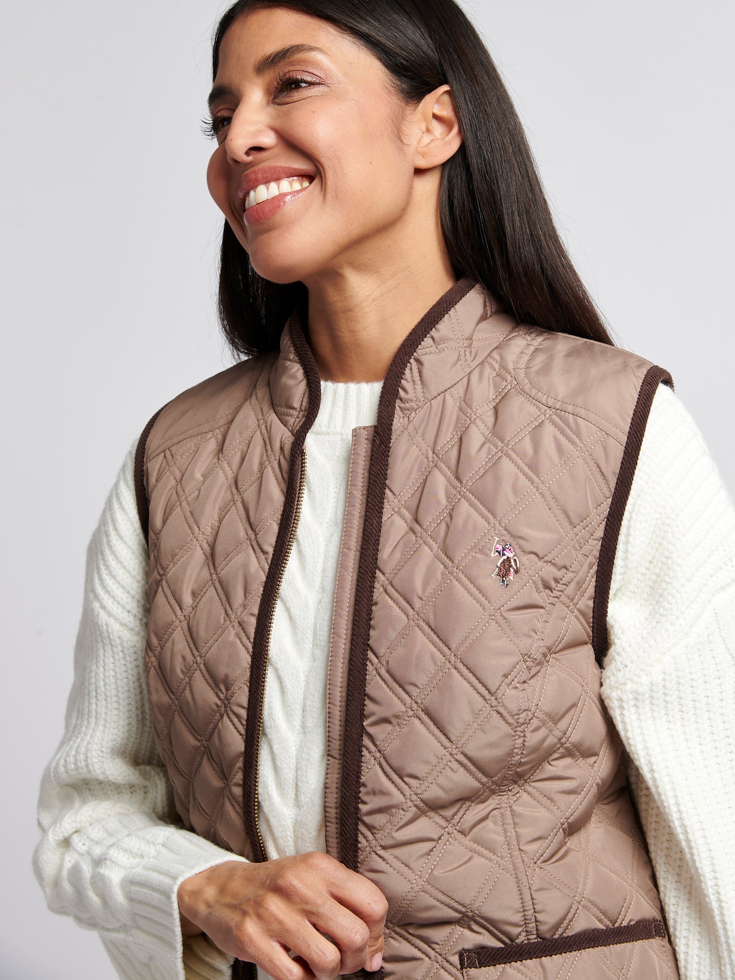 Womens Bound Quilted Hacking Gilet in Leafless Tree