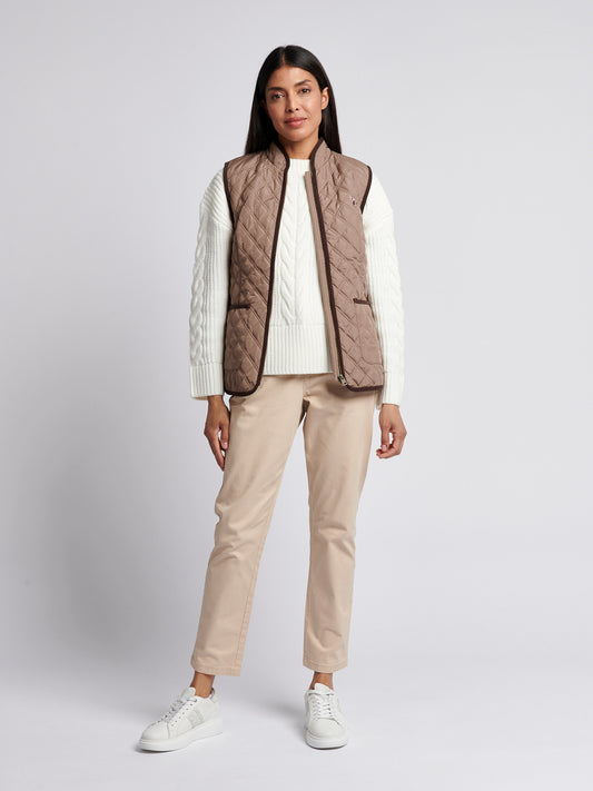 Womens Bound Quilted Hacking Gilet in Leafless Tree