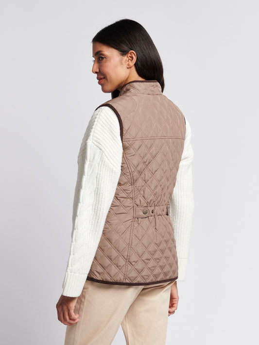 Womens Bound Quilted Hacking Gilet in Leafless Tree