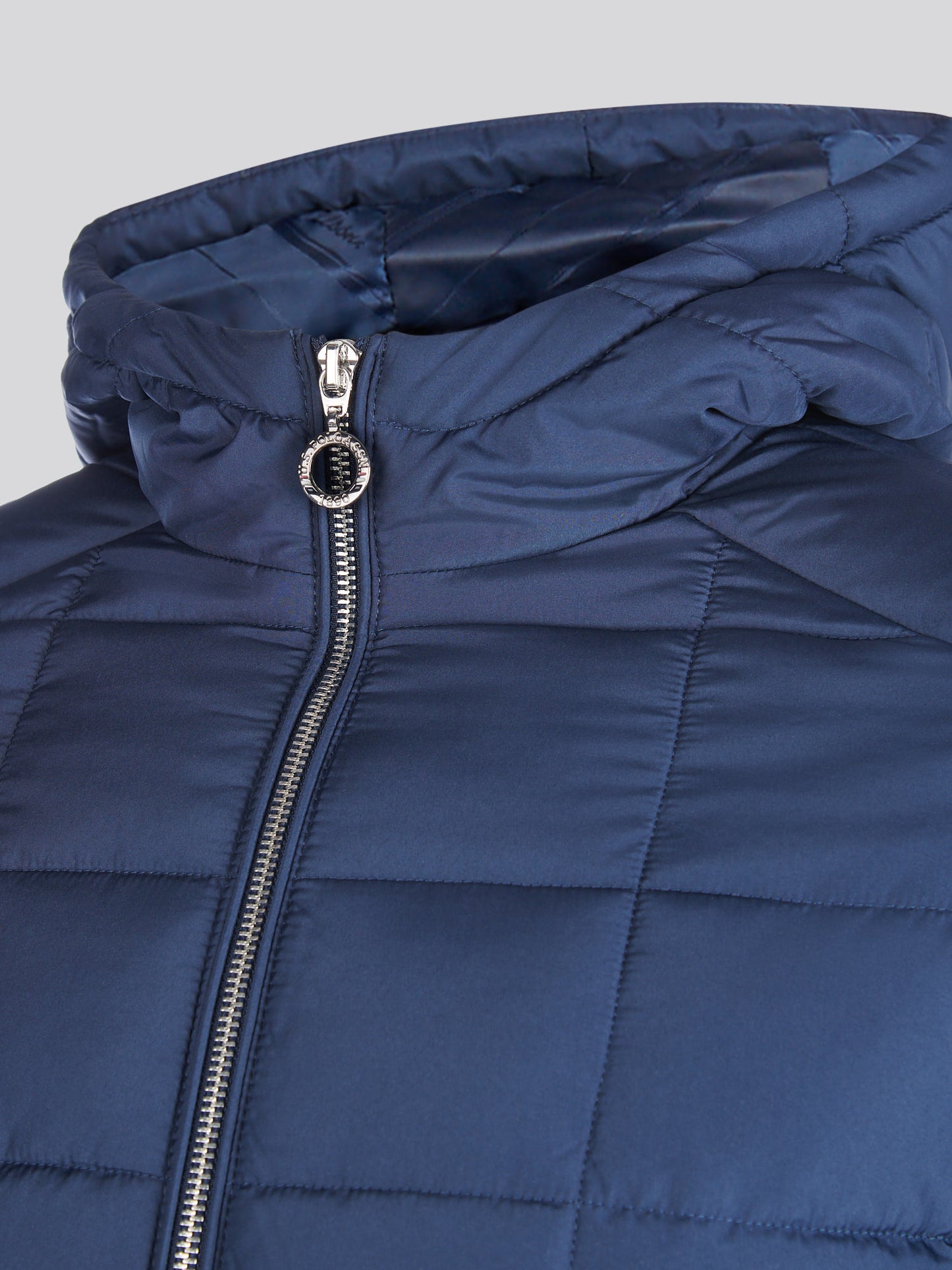 Womens Quilted Hooded Puffer Coat in Navy Iris