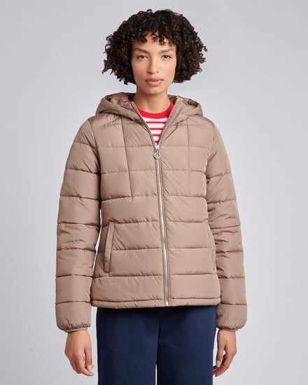 Womens Quilted Hooded Puffer Coat in Leafless Tree
