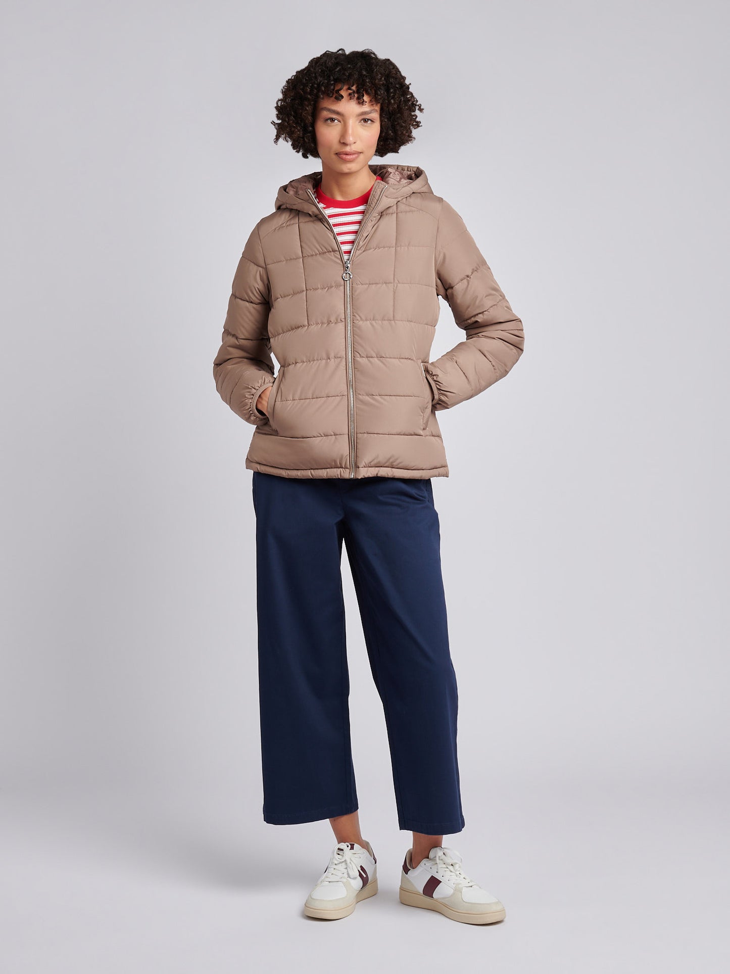 Womens Quilted Hooded Puffer Coat in Leafless Tree