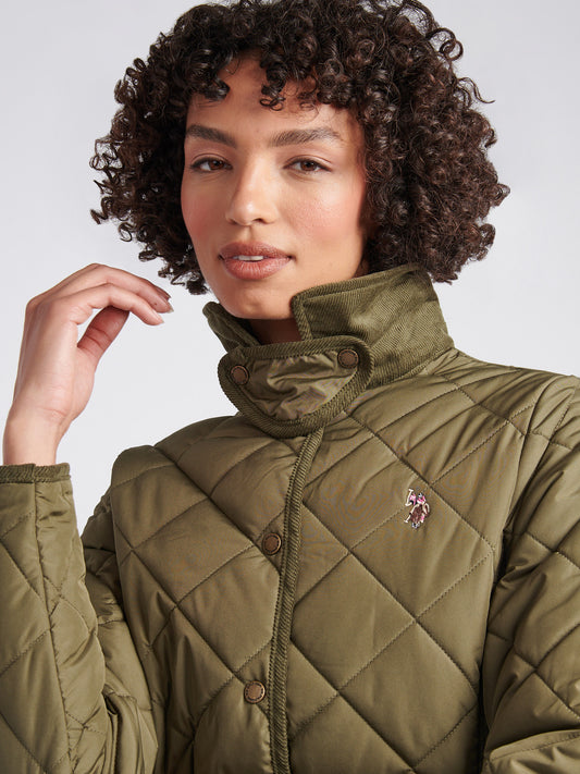 Womens Quilted Country Jacket in Kalamata Green