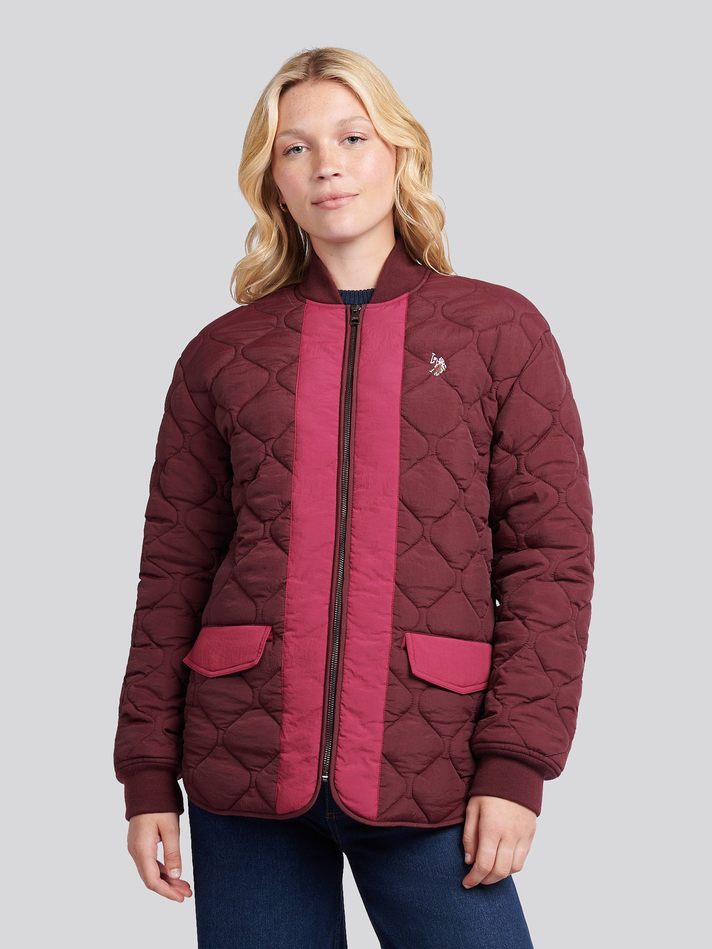 Womens Contrast Bomber Jacket in Fig