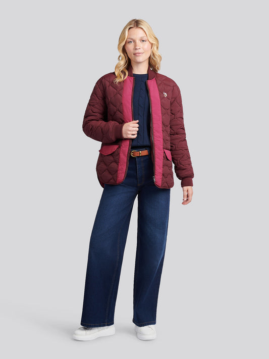 Womens Contrast Bomber Jacket in Fig