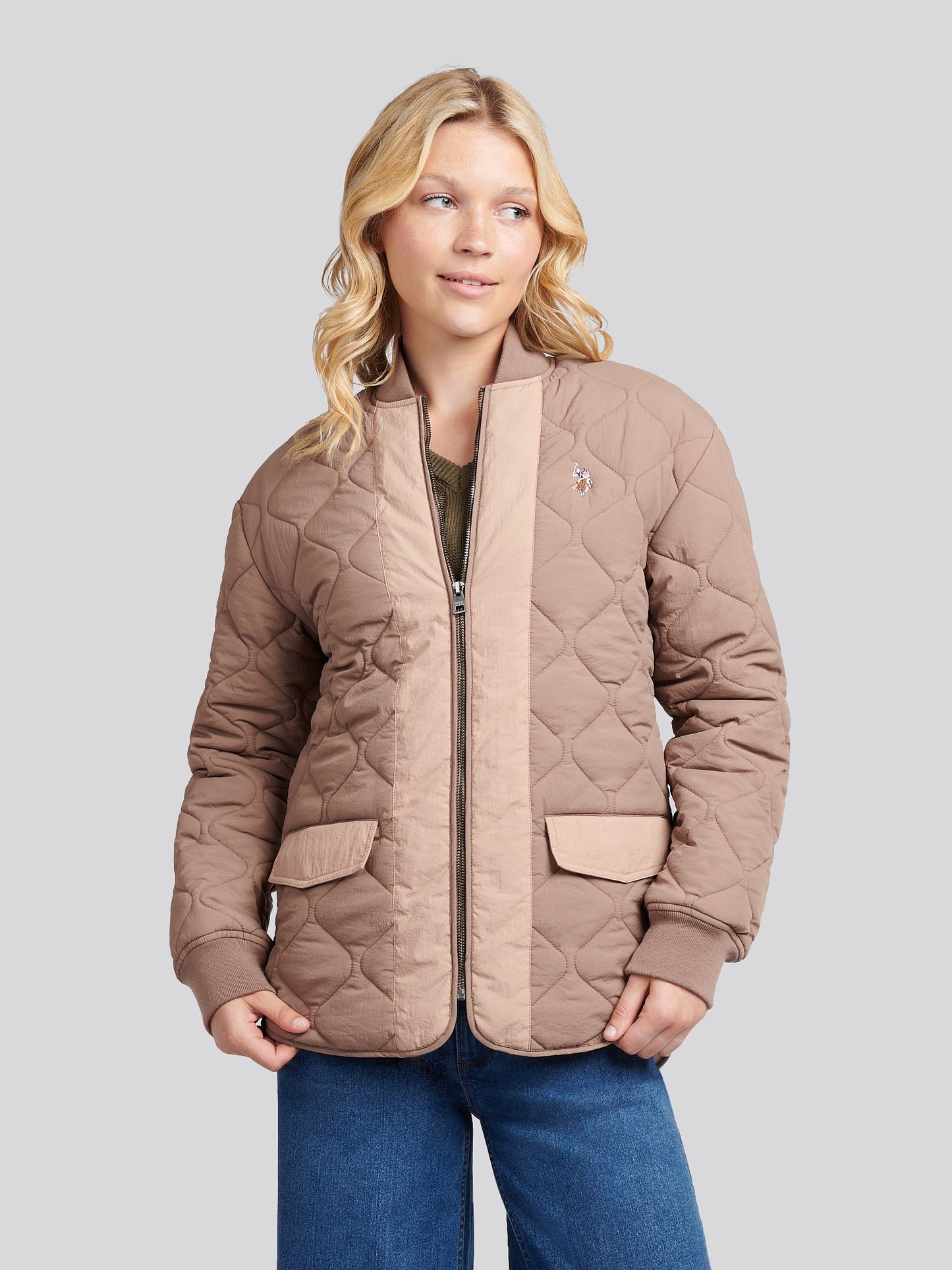Womens Contrast Bomber Jacket in Leafless Tree