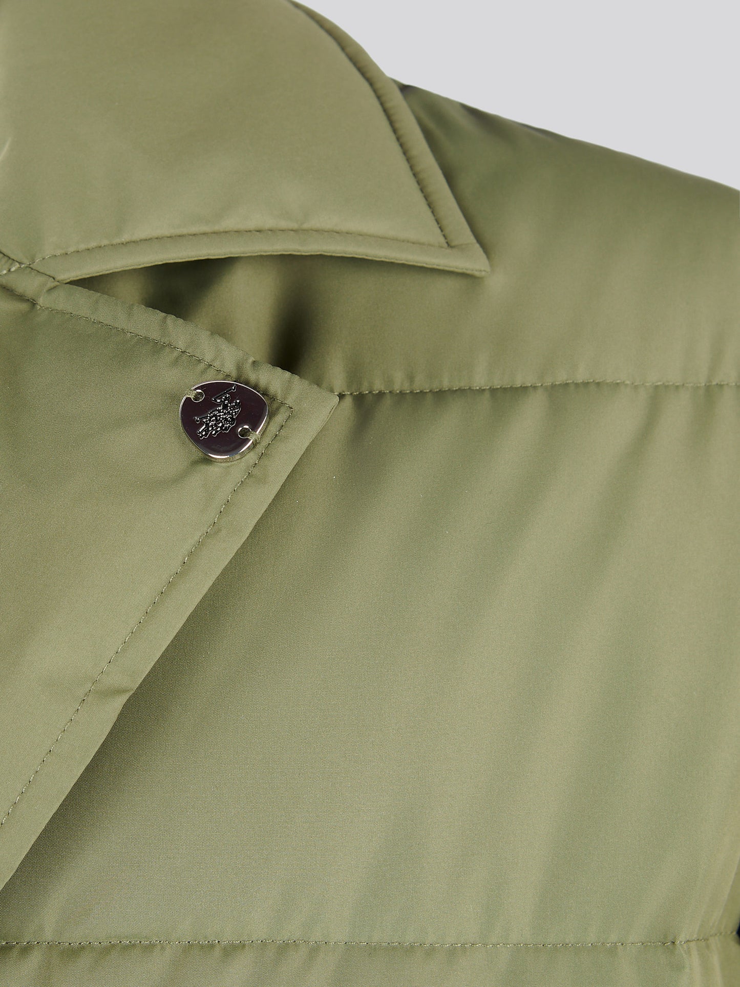 Womens Puffer Trench Coat in Kalamata Green