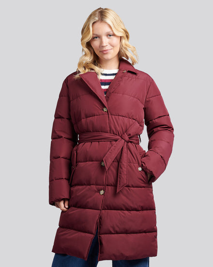 Womens Puffer Trench Coat in Fig