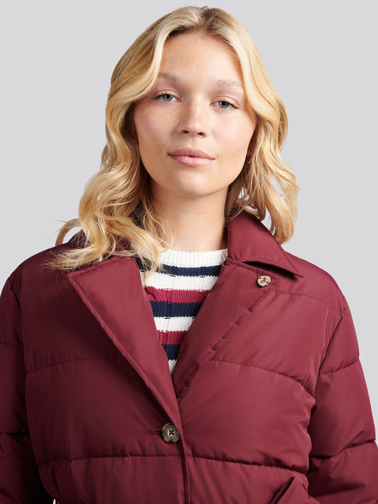 Womens Puffer Trench Coat in Fig