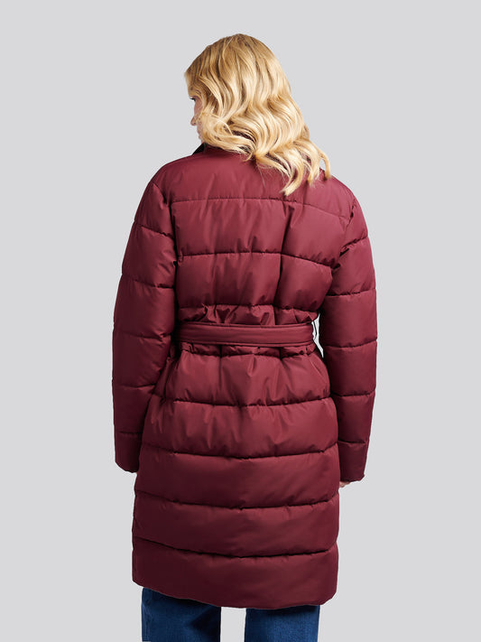 Womens Puffer Trench Coat in Fig