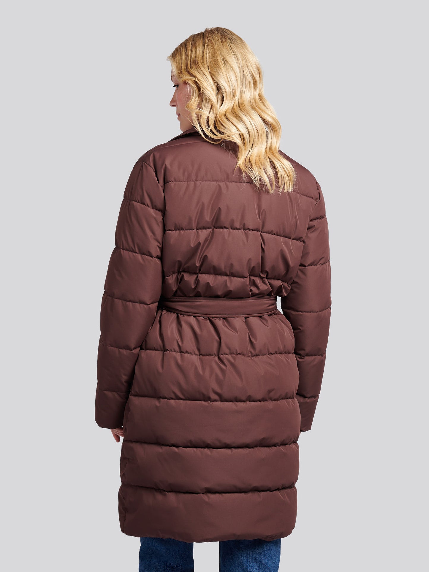 Womens Puffer Trench Coat in Puce