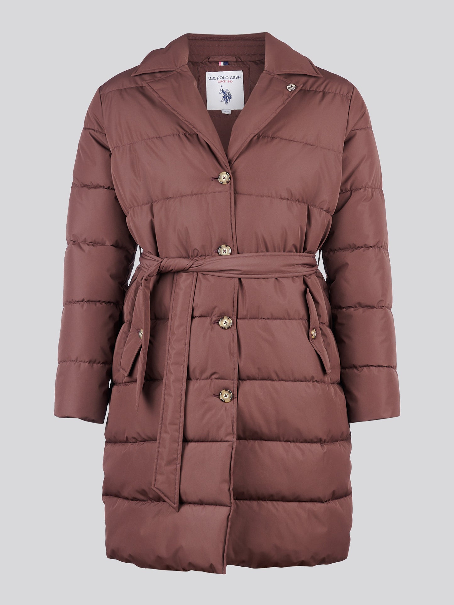 Womens Puffer Trench Coat in Puce