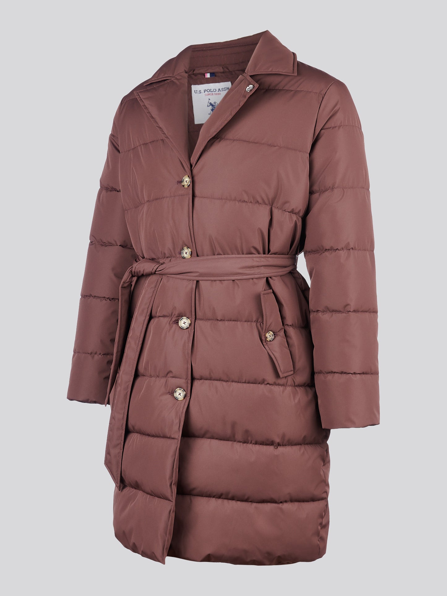 Womens Puffer Trench Coat in Puce