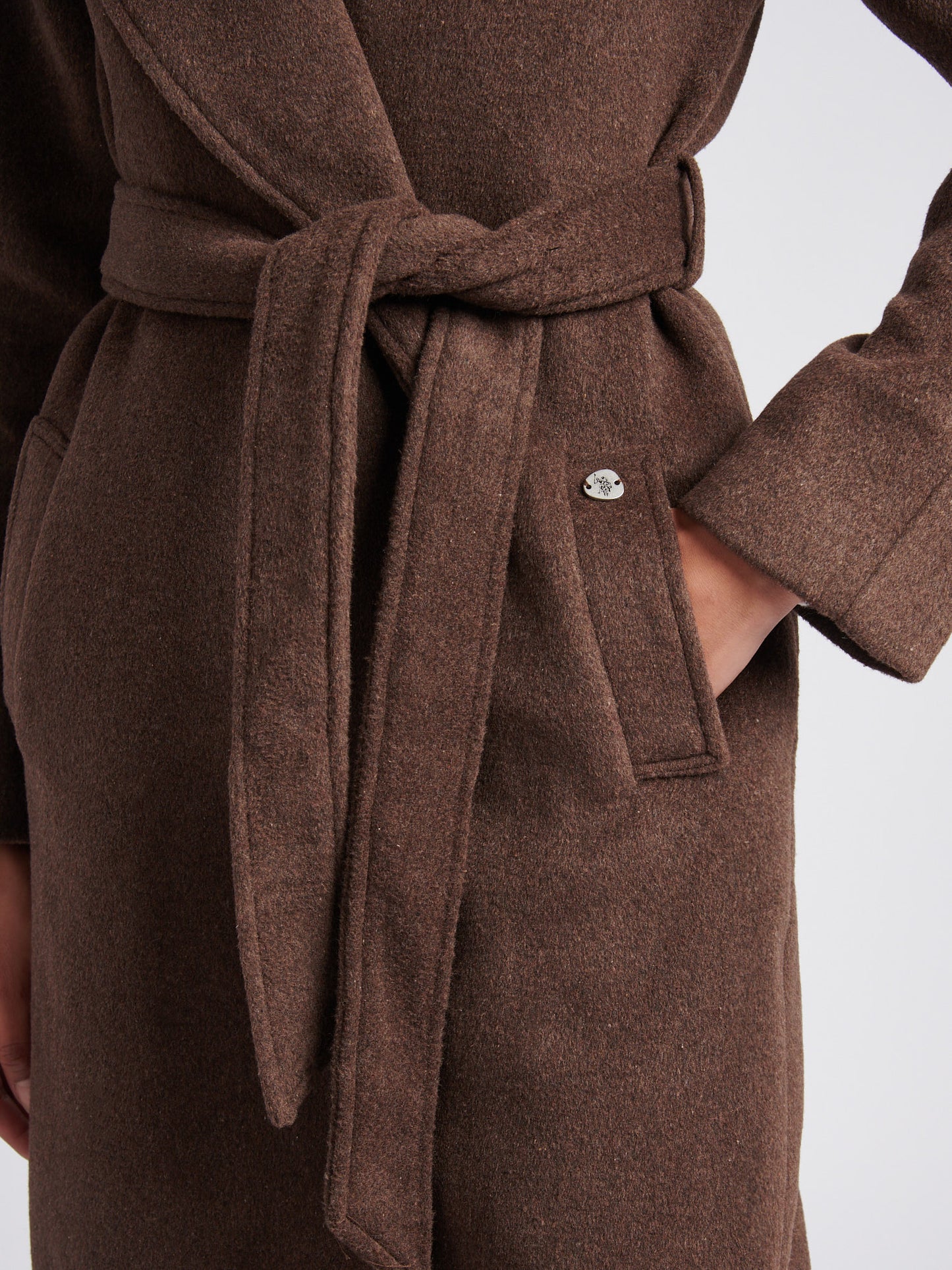 Womens Wool Blend Wrap Belted Coat in Puce