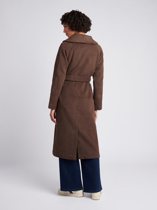 Womens Wool Blend Wrap Belted Coat in Puce