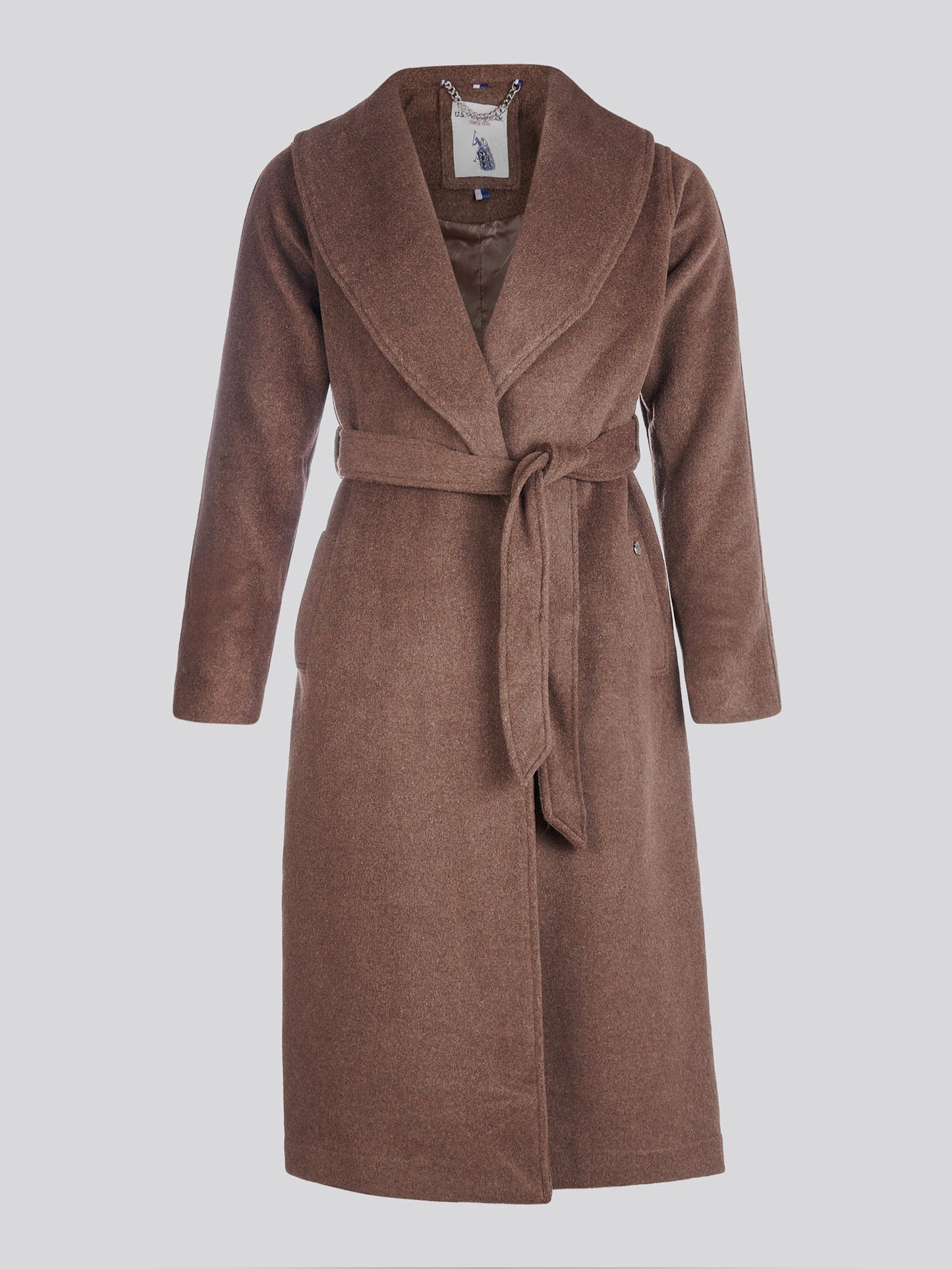 Womens Wool Blend Wrap Belted Coat in Puce