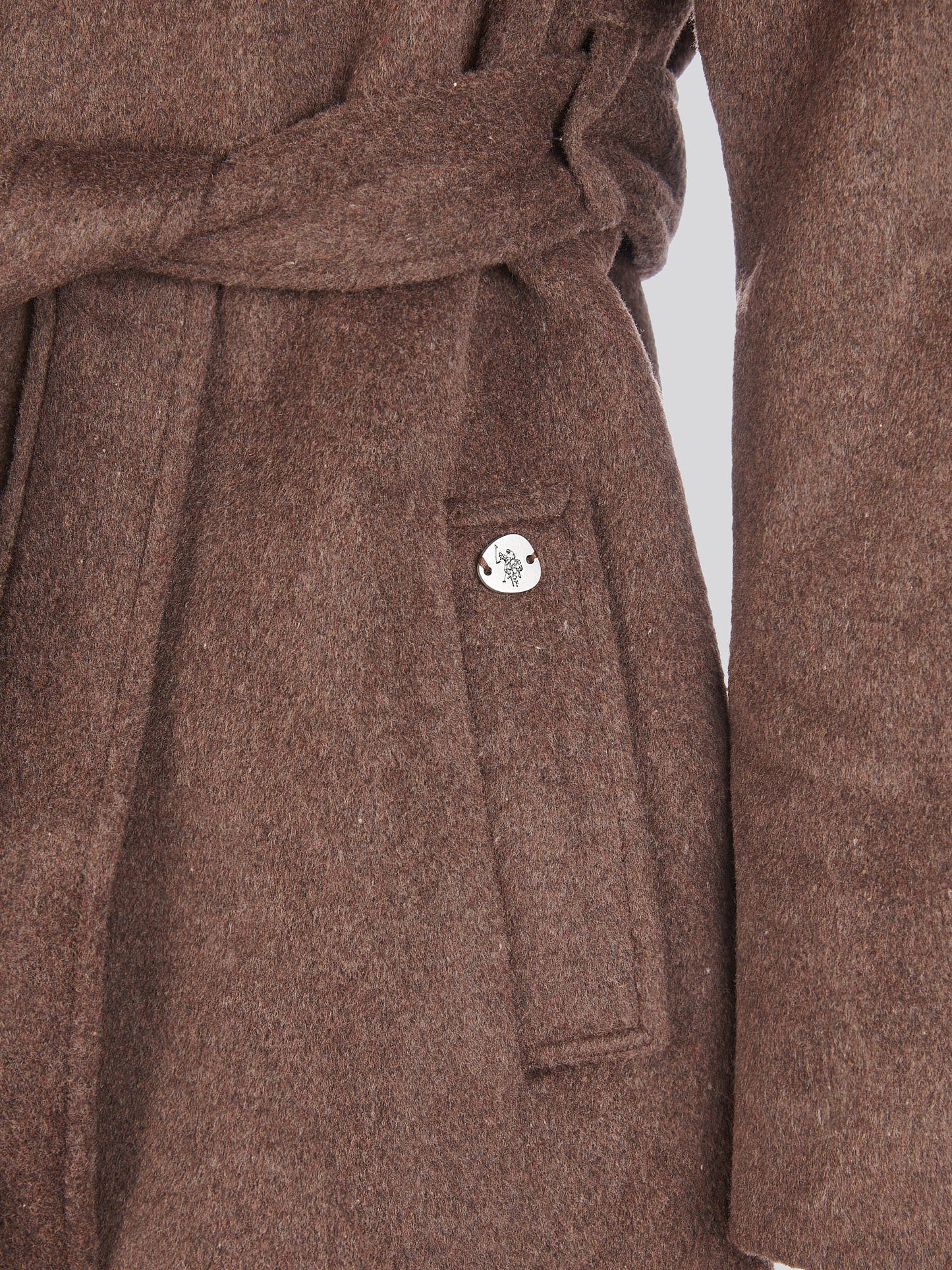 Womens Wool Blend Wrap Belted Coat in Puce