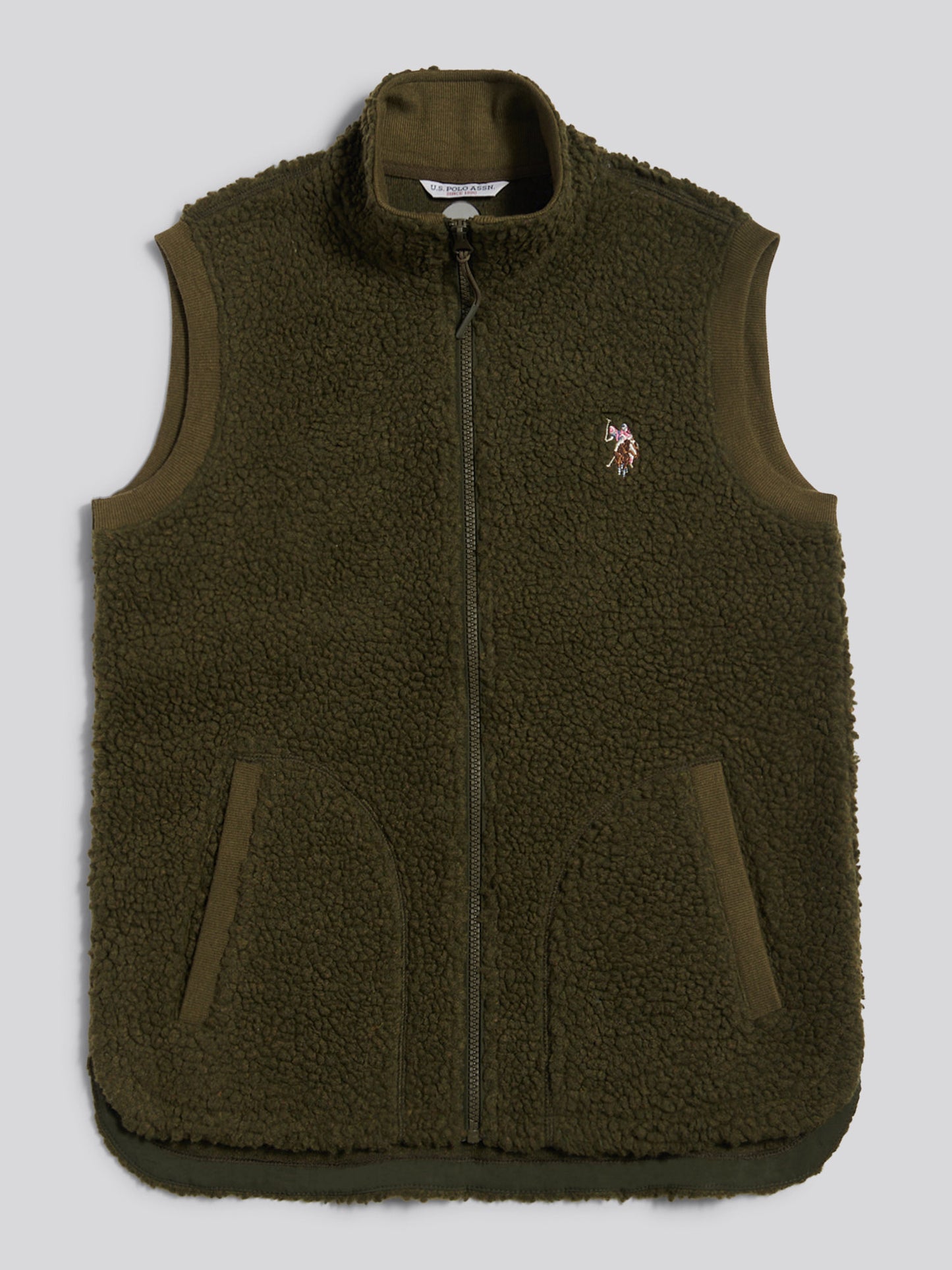 Womens Double Horsemen Borg Gilet in Kalamata Green