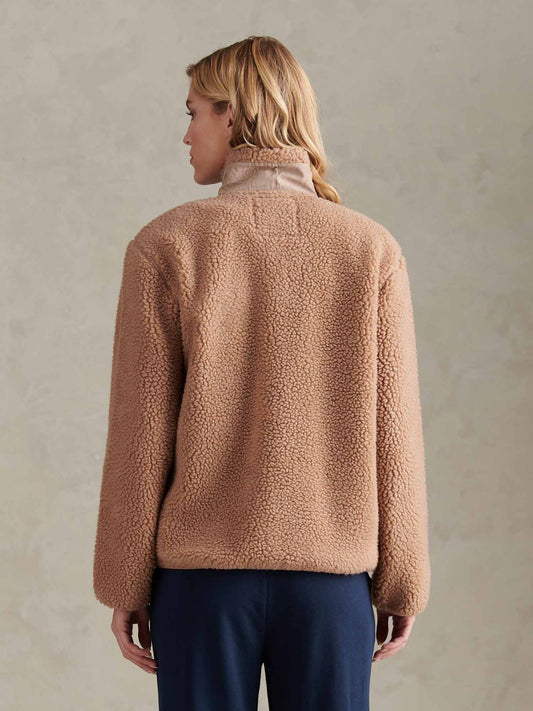 Womens Double Horsemen Borg Zip Funnel in Natural