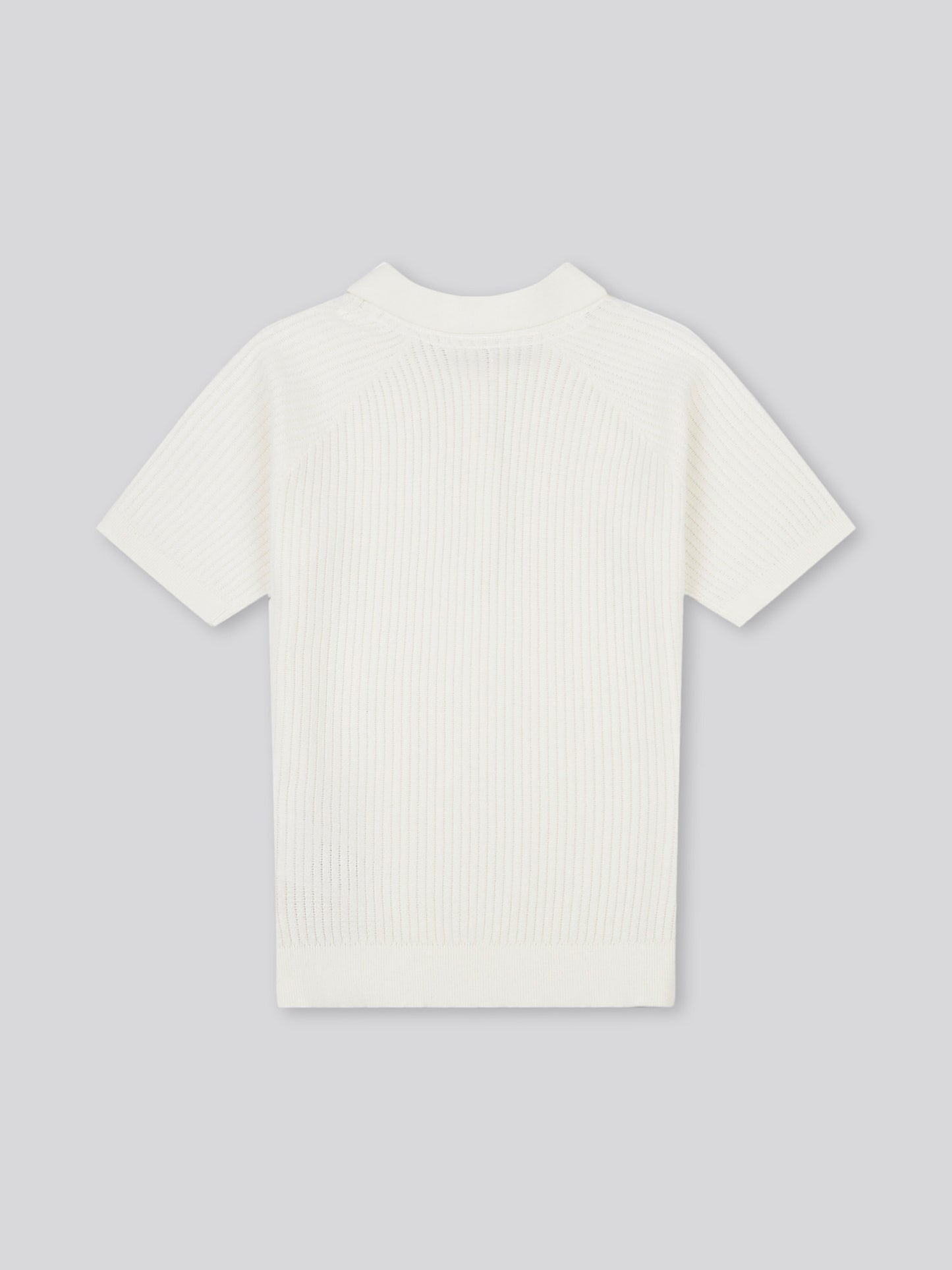 Womens Vertical Texture Stripe Knit Polo in Marshmallow