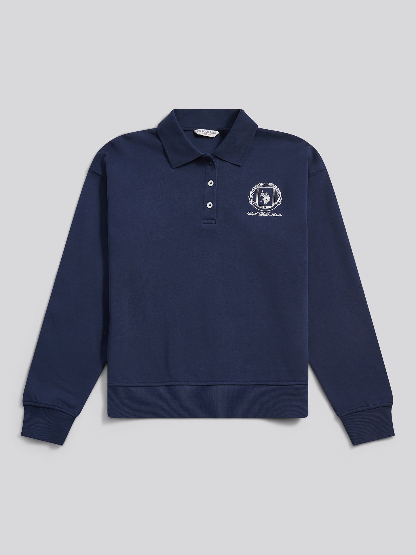 Womens Wreath Graphic Tipped Rugby Sweat in Navy Iris