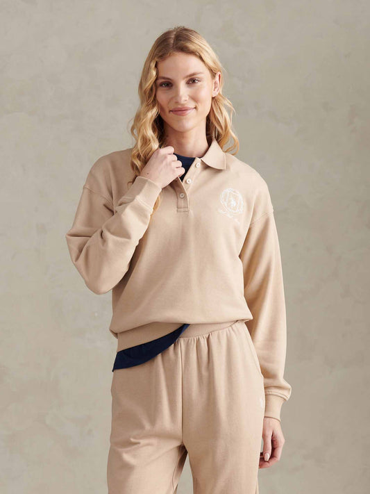 Womens Wreath Graphic Tipped Rugby Sweat in Natural