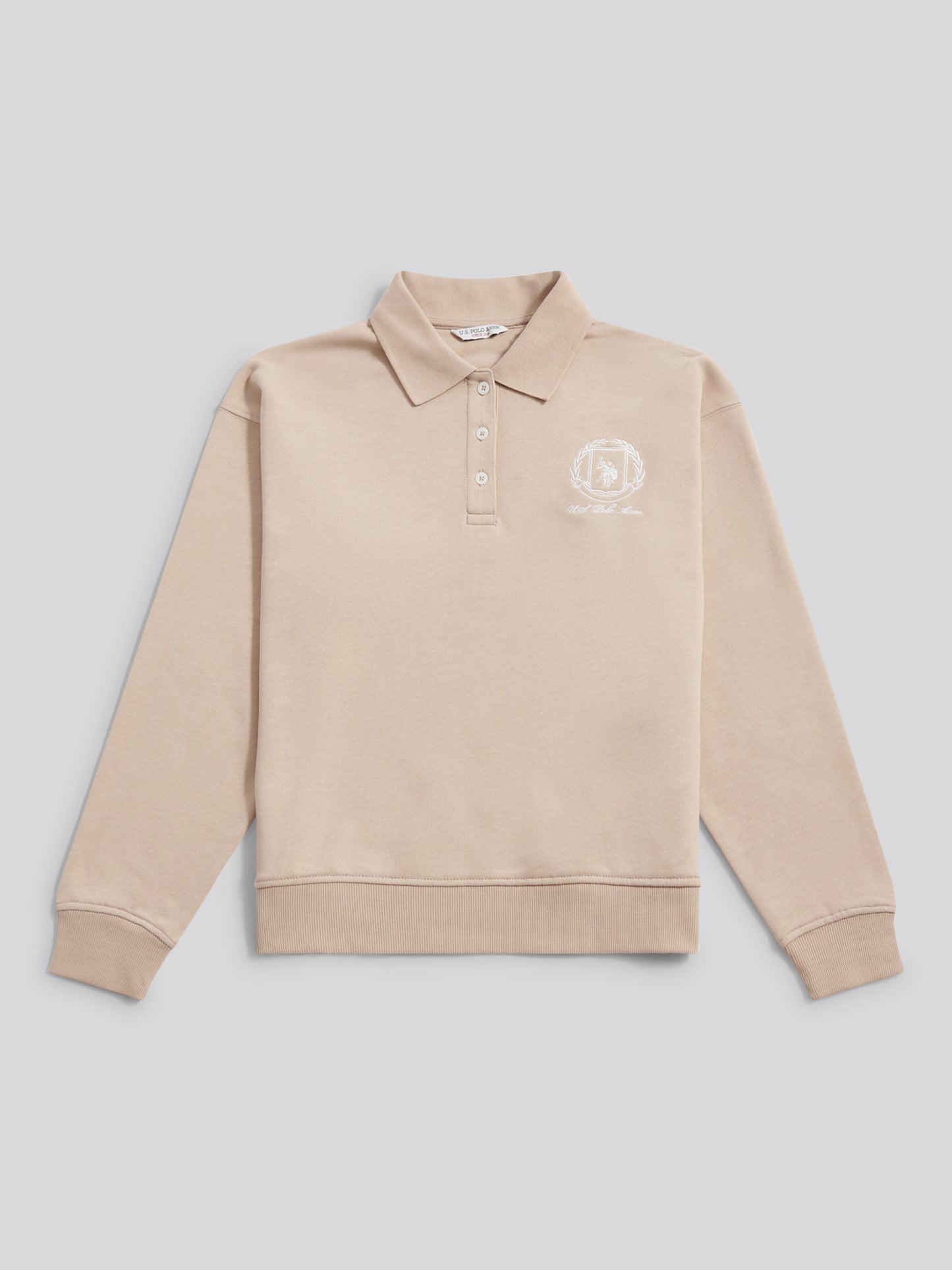 Womens Wreath Graphic Tipped Rugby Sweat in Natural