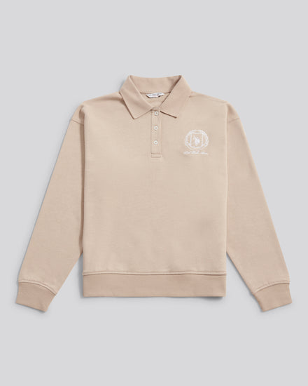 Womens Wreath Graphic Tipped Rugby Sweat in Natural