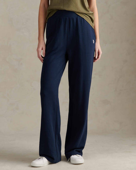 Womens Wide Leg Tipped Joggers in Navy Iris