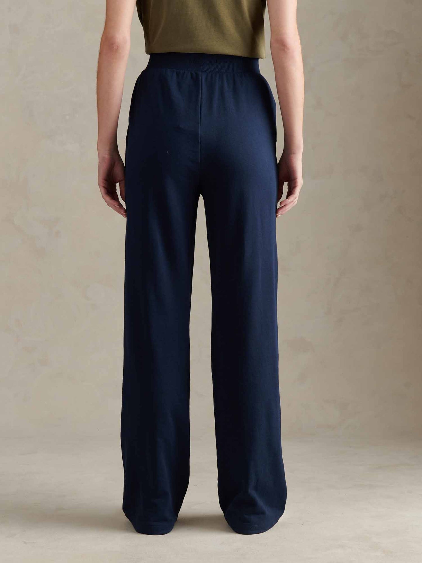 Womens Wide Leg Tipped Joggers in Navy Iris