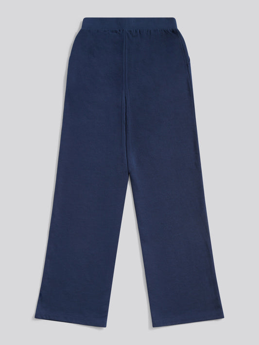 Womens Wide Leg Tipped Joggers in Navy Iris